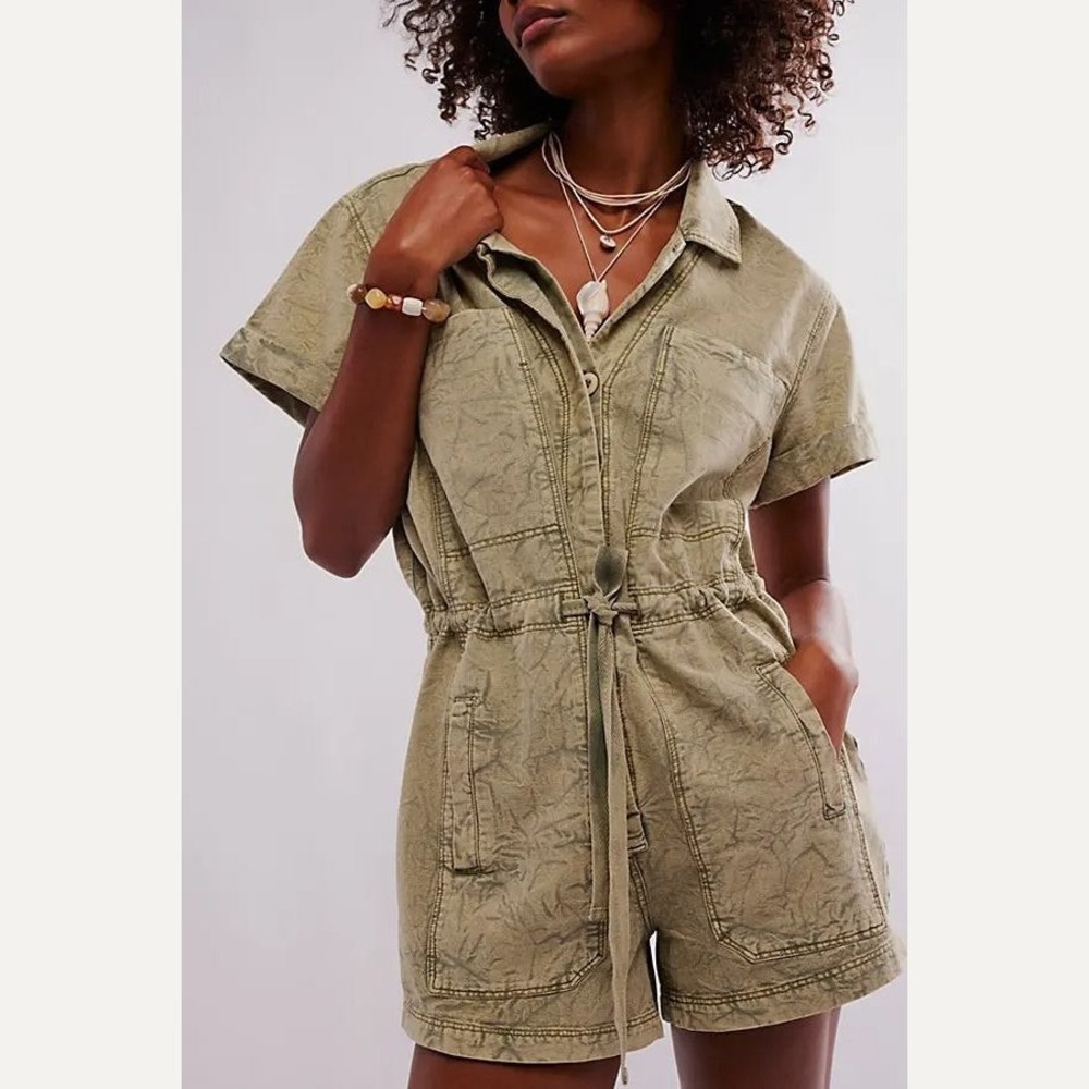 Free People Rhodes Utility Chino One Piece Coverall - Picture 1 of 11